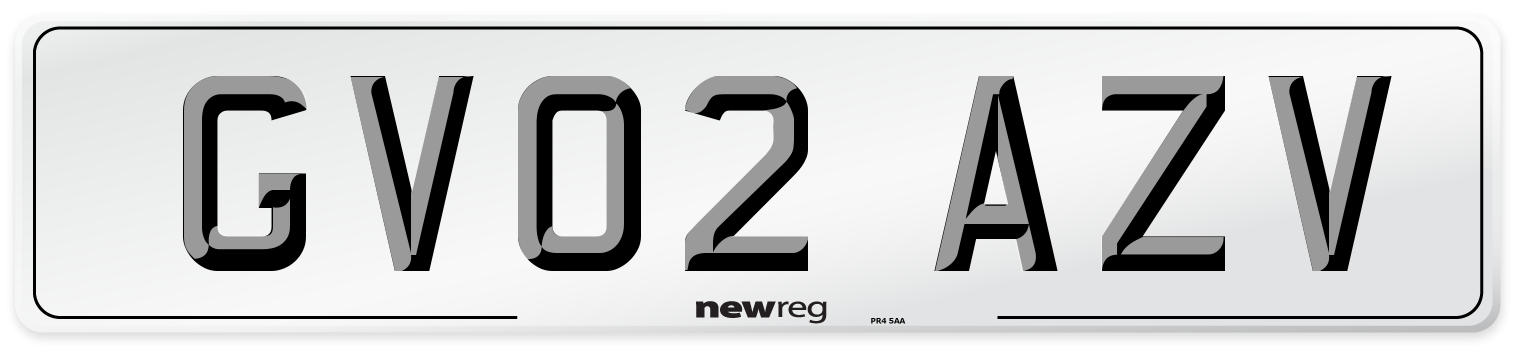 GV02 AZV Number Plate from New Reg